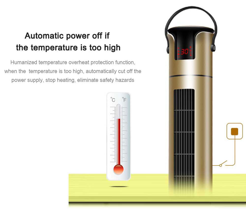 ZG - NSB - 2000 Home Remote Control Electric Heating Power-saving Waterproof Tower Type Heater - Rose Gold ZG - NSB - 2000 Home Remote Control Electric Heating Power-saving Waterproof Tower Type Heater - Rose Gold