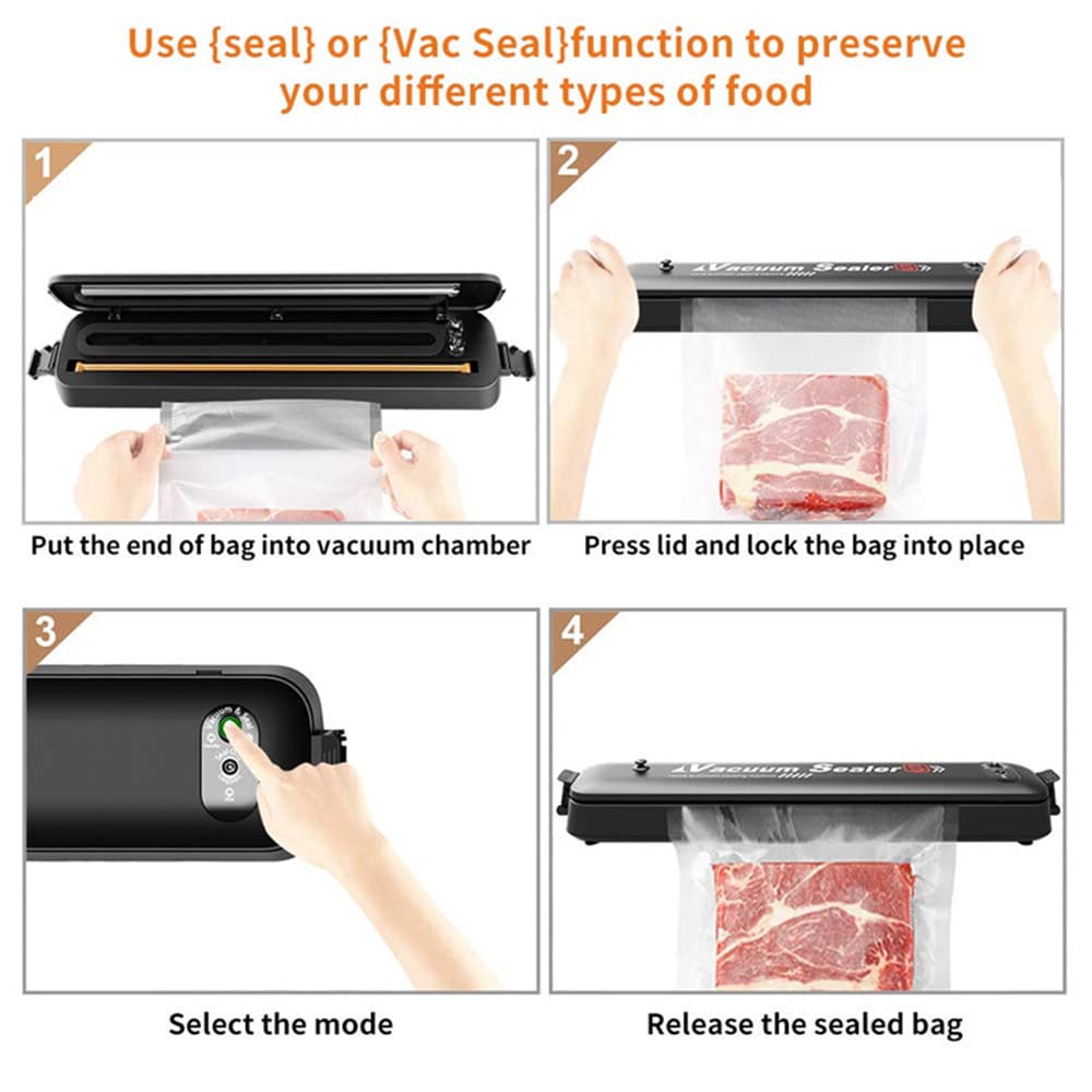 Vacuum Sealer Hand Pump Keep Food Saver Longer-Storage Bags Kitchen Tools Set- Black EU Plug Vacuum Sealer Hand Pump Keep Food Saver Longer-Storage Bags Kitchen Tools Set- Black EU Plug