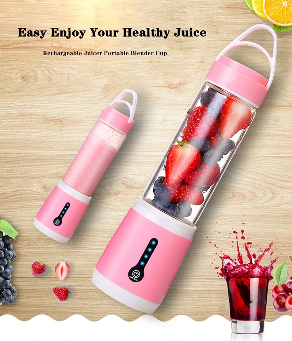 USB 6 Blades Juicer Rechargeable Fruit Vegetable Mixing Blender Machine - Pig Pink USB 6 Blades Juicer Rechargeable Fruit Vegetable Mixing Blender Machine - Pig Pink