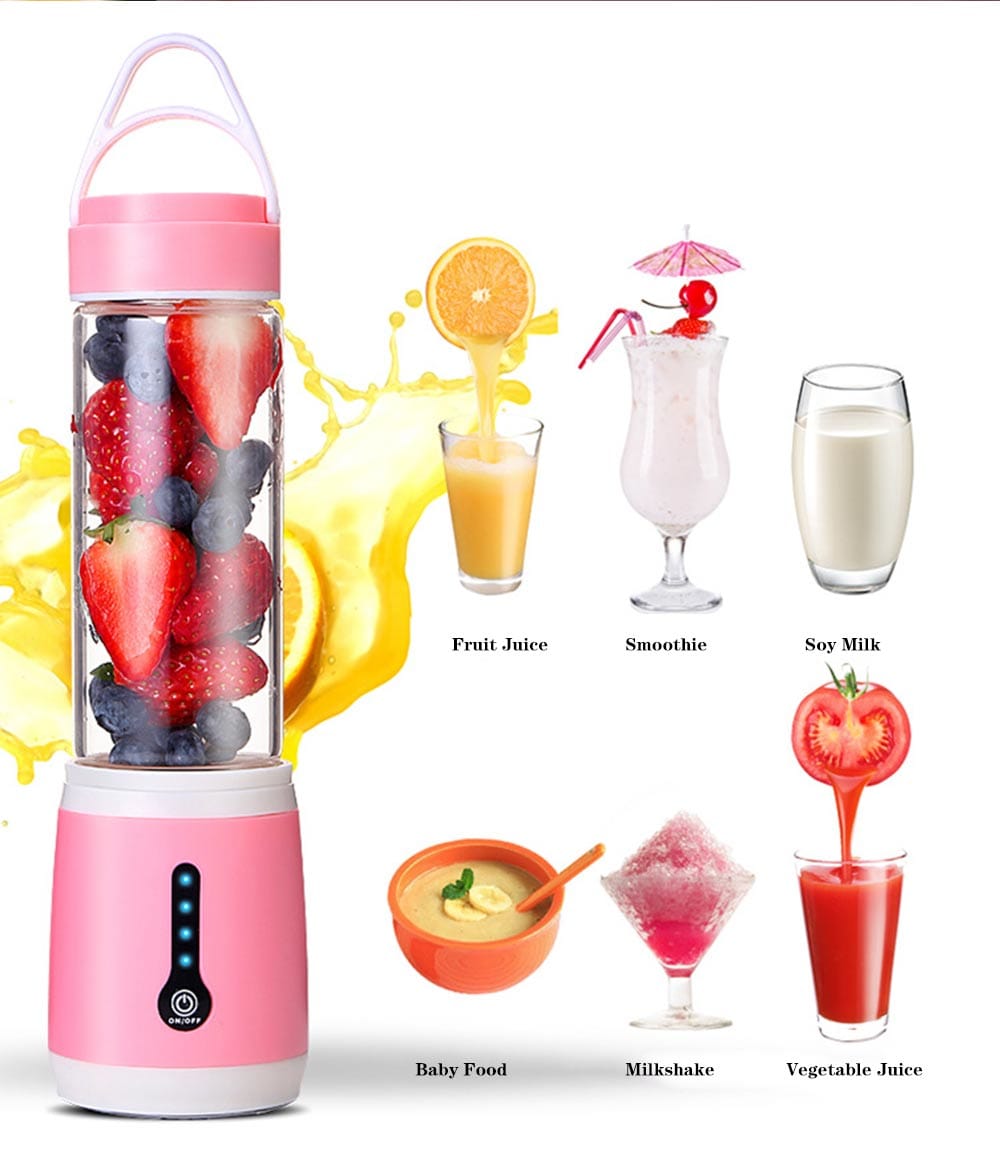 USB 6 Blades Juicer Rechargeable Fruit Vegetable Mixing Blender Machine - Pig Pink USB 6 Blades Juicer Rechargeable Fruit Vegetable Mixing Blender Machine - Pig Pink