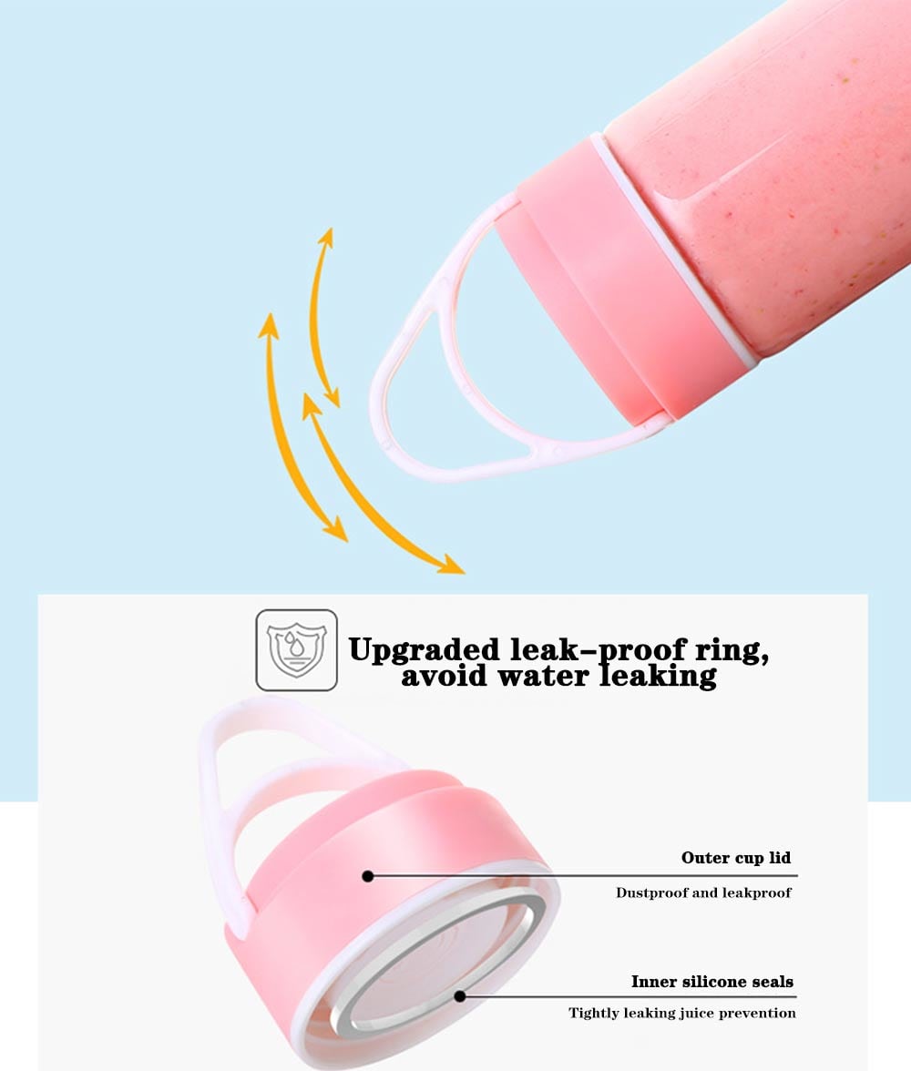 USB 6 Blades Juicer Rechargeable Fruit Vegetable Mixing Blender Machine - Pig Pink USB 6 Blades Juicer Rechargeable Fruit Vegetable Mixing Blender Machine - Pig Pink