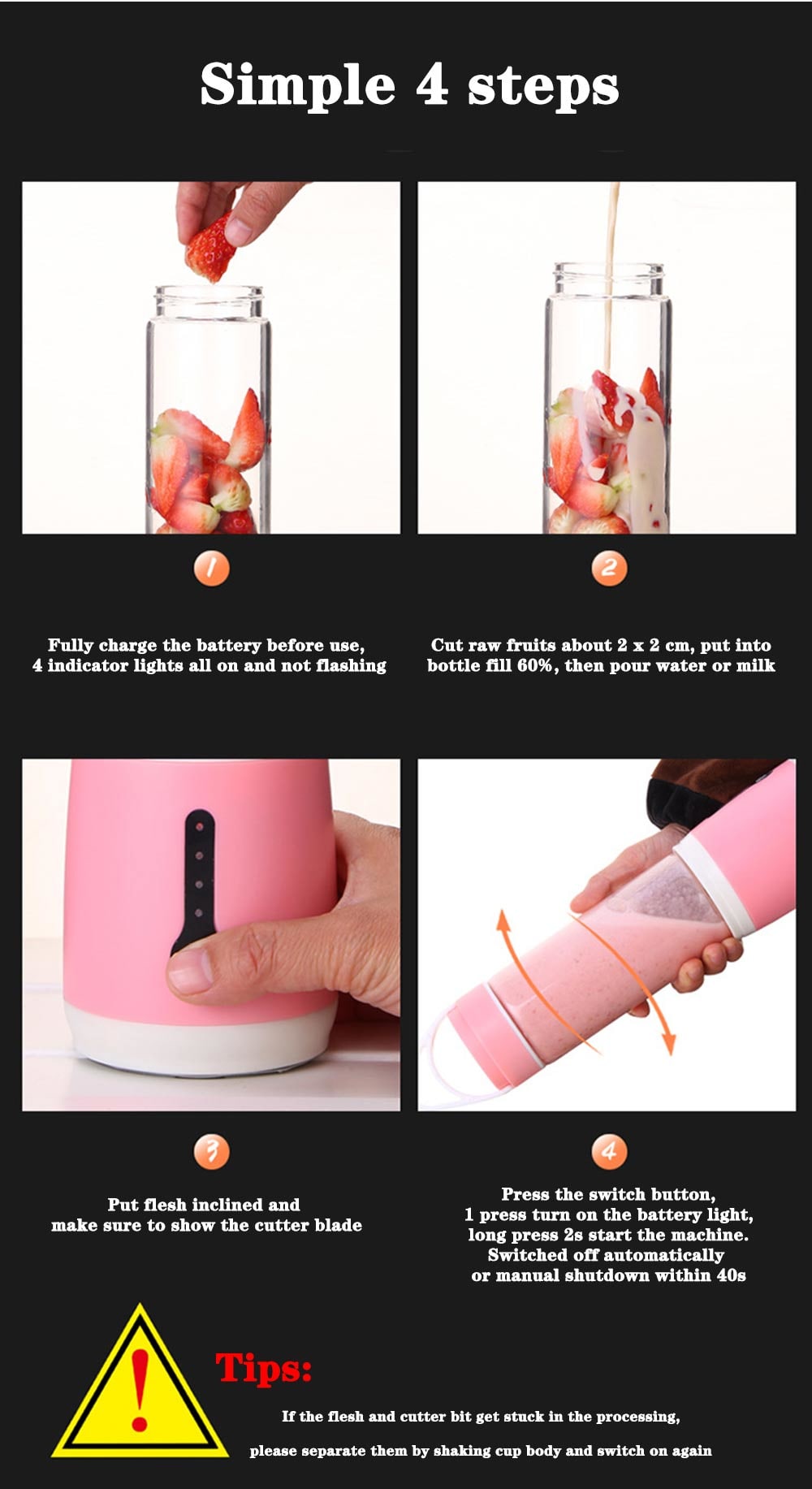 USB 6 Blades Juicer Rechargeable Fruit Vegetable Mixing Blender Machine - Pig Pink USB 6 Blades Juicer Rechargeable Fruit Vegetable Mixing Blender Machine - Pig Pink