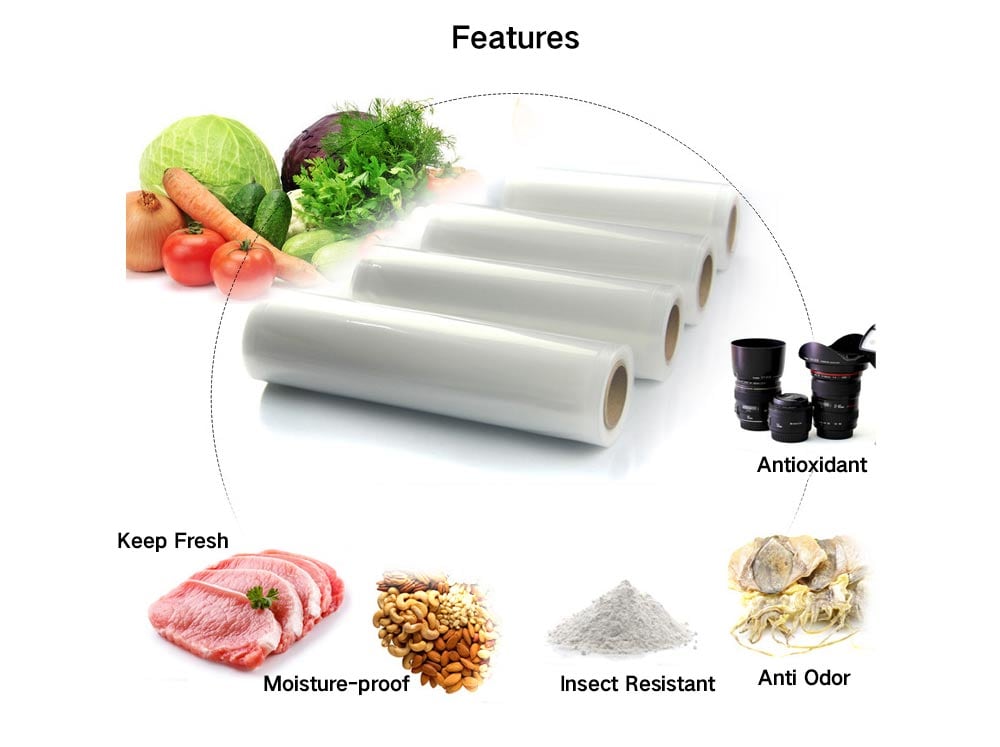 Vacuum Machine Special Grain Packaging Bag Food Preservation Bag Reticulated Vacuum Roll Bacon Sausage Sealed Plastic Bag- 12 cm (width) * 5 m (full length) * 16 silk Vacuum Machine Special Grain Packaging Bag Food Preservation Bag Reticulated Vacuum Roll Bacon Sausage Sealed Plastic Bag- 12 cm (width) * 5 m (full length) * 16 silk