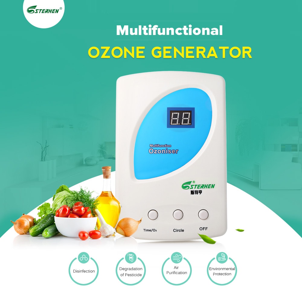 STERHEN V - 50 Ozone Generator O3 Sterilizer for Water Air Purification and Vegetable Fruit Cleaning- White EU Plug STERHEN V - 50 Ozone Generator O3 Sterilizer for Water Air Purification and Vegetable Fruit Cleaning- White EU Plug