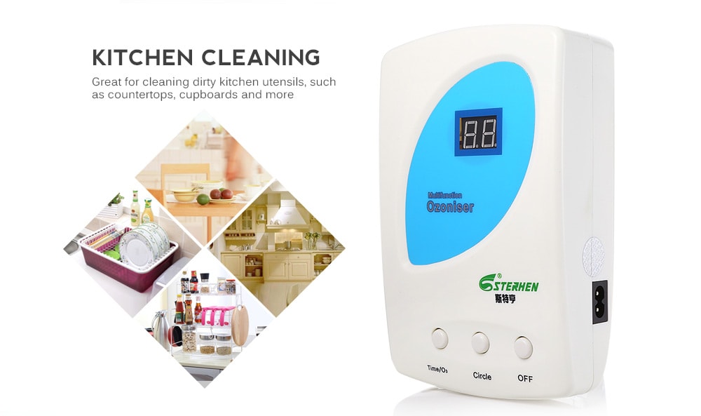 STERHEN V - 50 Ozone Generator O3 Sterilizer for Water Air Purification and Vegetable Fruit Cleaning- White EU Plug STERHEN V - 50 Ozone Generator O3 Sterilizer for Water Air Purification and Vegetable Fruit Cleaning- White EU Plug