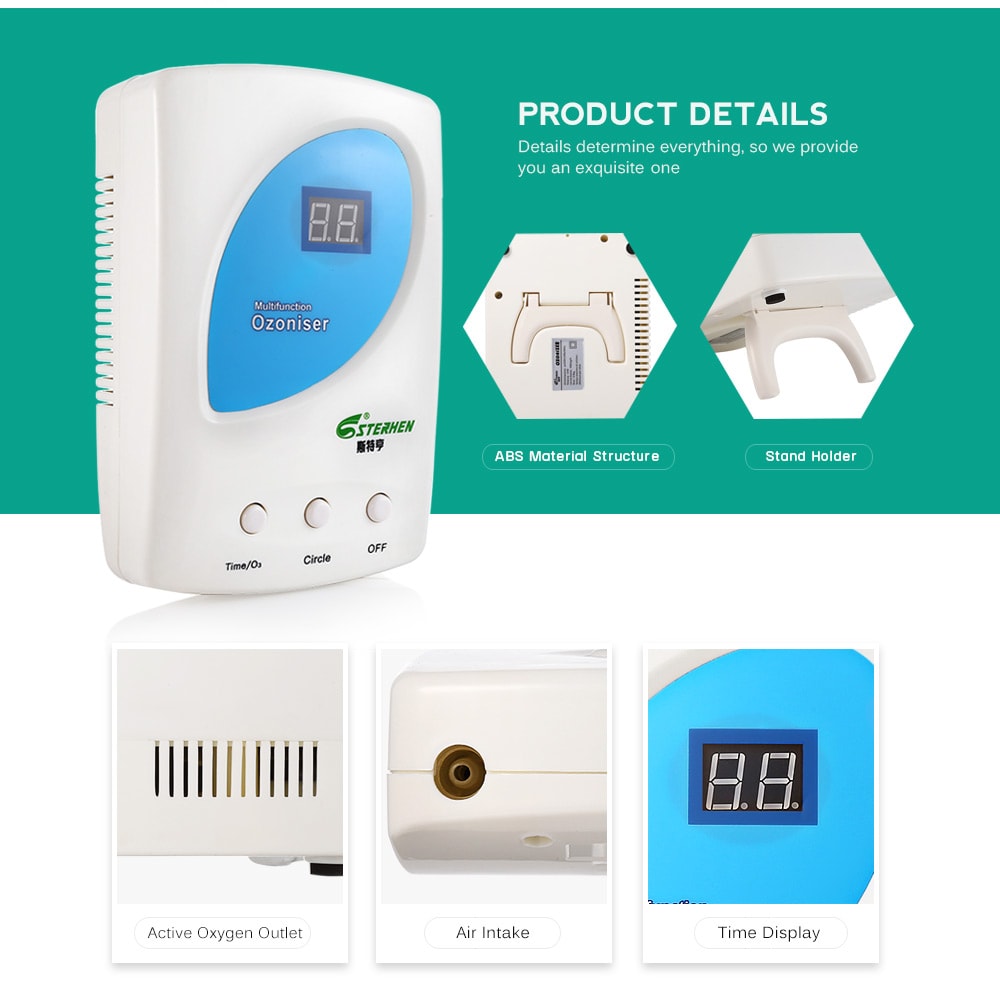 STERHEN V - 50 Ozone Generator O3 Sterilizer for Water Air Purification and Vegetable Fruit Cleaning- White EU Plug STERHEN V - 50 Ozone Generator O3 Sterilizer for Water Air Purification and Vegetable Fruit Cleaning- White EU Plug