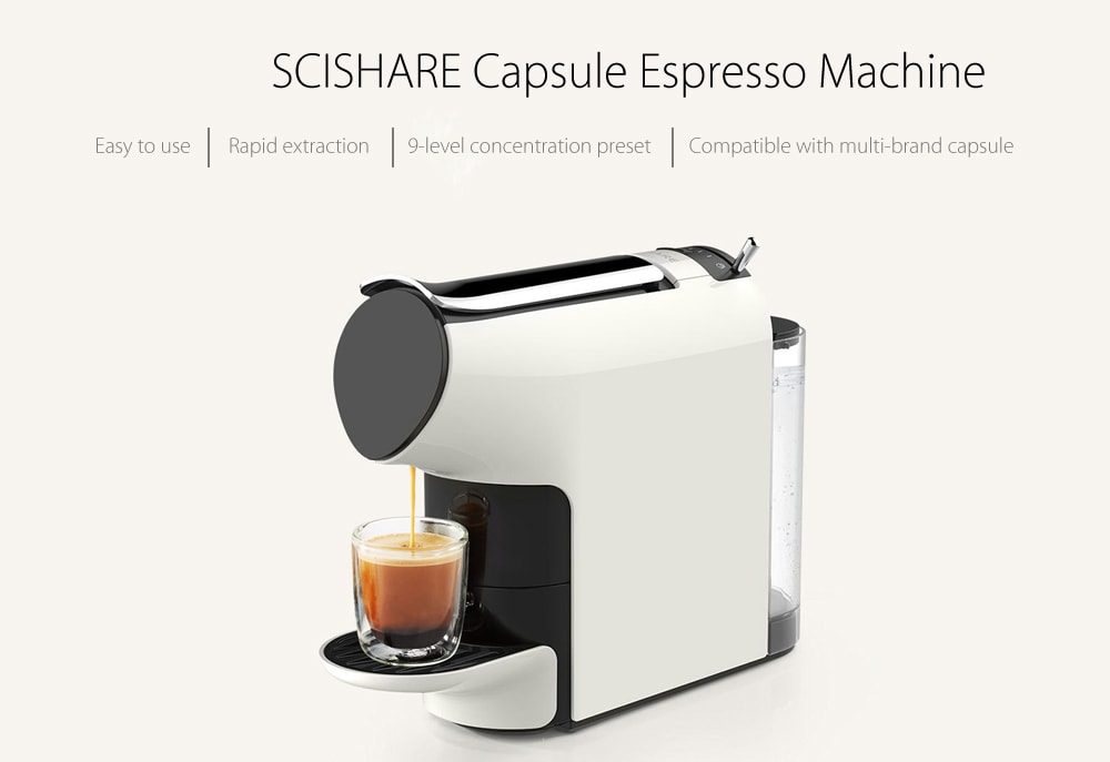 SCISHARE 19-bar Capsule Automatic Coffee Maker Espresso Machine- White SCISHARE 19-bar Capsule Automatic Coffee Maker Espresso Machine- White