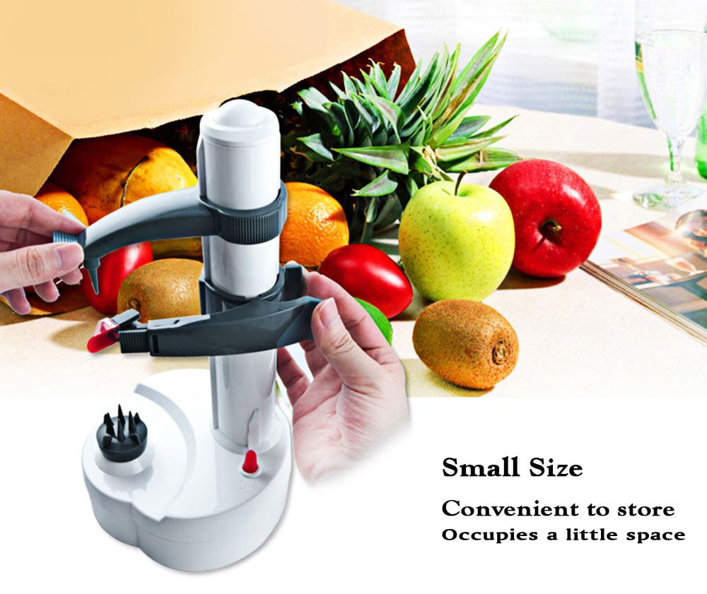 P03 Electric Peeler for Potato Vegetable Fruit Kitchen Tool with Two Spare Blades- Grey and White P03 Electric Peeler for Potato Vegetable Fruit Kitchen Tool with Two Spare Blades- Grey and White