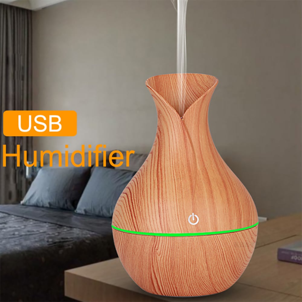 Vase Aroma Essential Oil Diffuser 130ML USB Aromatherapy Cool Mist Humidifier- Bright Yellow USB Port Vase Aroma Essential Oil Diffuser 130ML USB Aromatherapy Cool Mist Humidifier- Bright Yellow USB Port