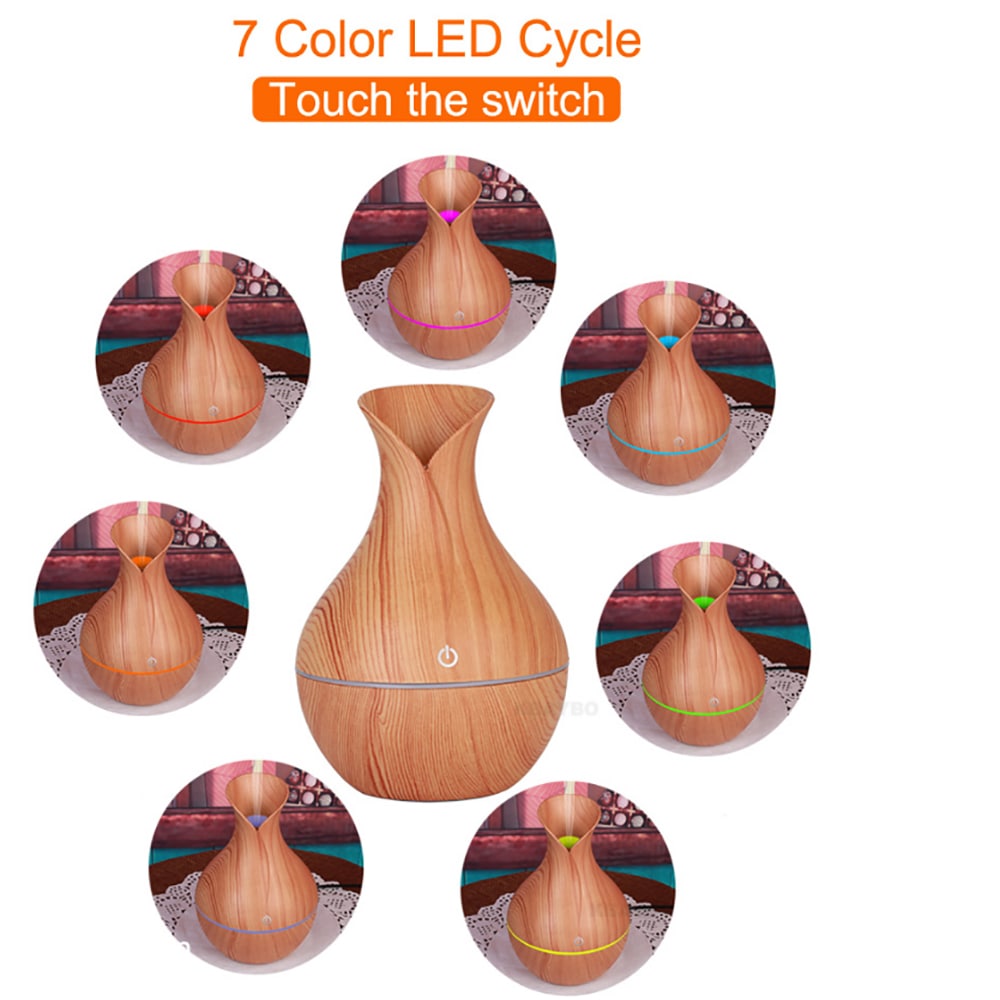Vase Aroma Essential Oil Diffuser 130ML USB Aromatherapy Cool Mist Humidifier- Bright Yellow USB Port Vase Aroma Essential Oil Diffuser 130ML USB Aromatherapy Cool Mist Humidifier- Bright Yellow USB Port