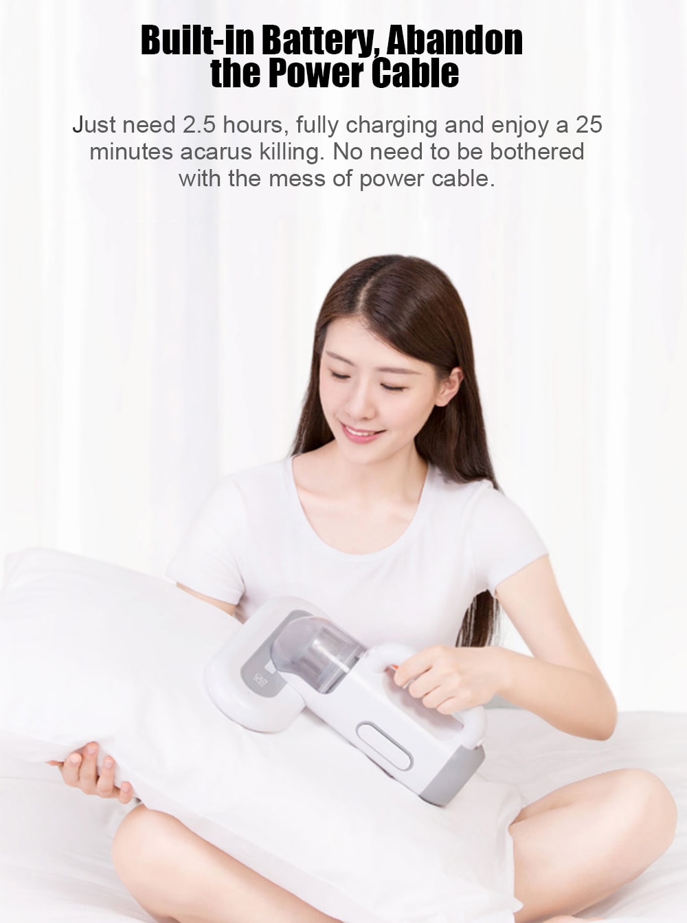 SWDK Wireless Handheld Dust Mite Controller Vacuum Cleaner- White SWDK Wireless Handheld Dust Mite Controller Vacuum Cleaner- White