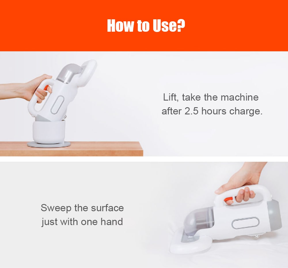 SWDK Wireless Handheld Dust Mite Controller Vacuum Cleaner- White SWDK Wireless Handheld Dust Mite Controller Vacuum Cleaner- White