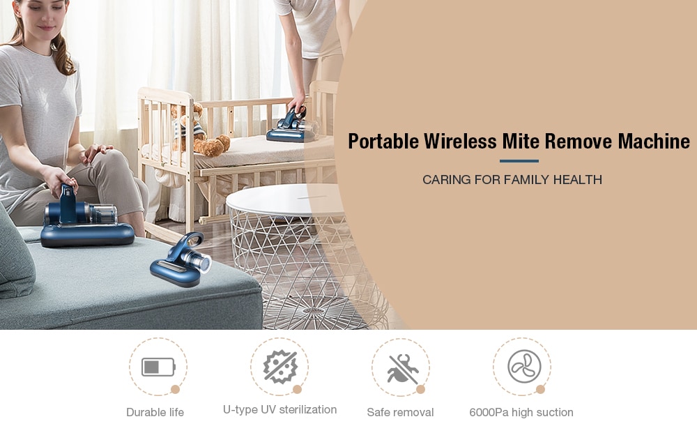 PUPPYOO WP610JP Handheld Wireless Mite Remove Machine- Silk Blue PUPPYOO WP610JP Handheld Wireless Mite Remove Machine- Silk Blue