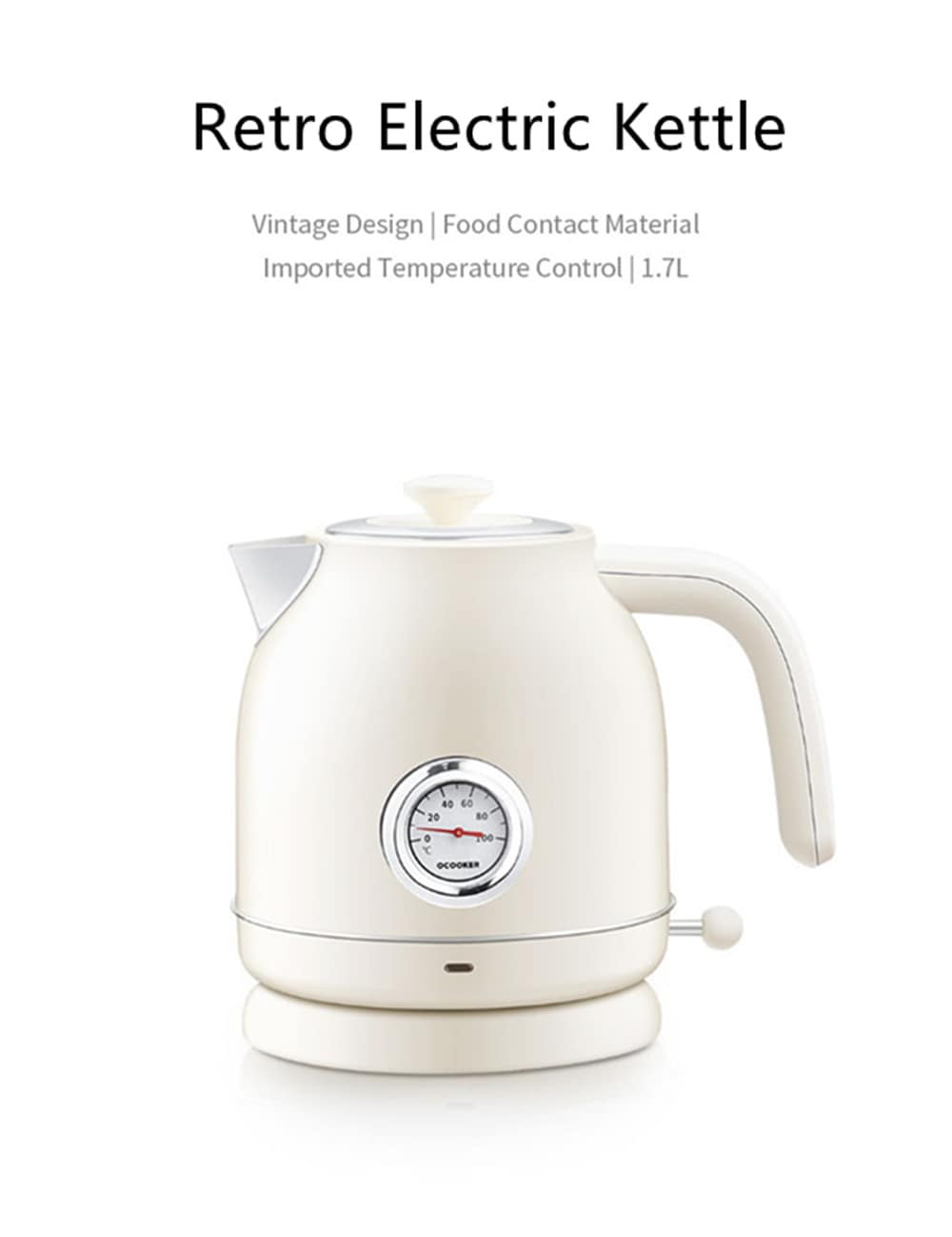 QCOOKER 1.7L / 1800W Retro Electric Kettle with Watch Thermometer Display from Xiaomi- Hazel Green QCOOKER 1.7L / 1800W Retro Electric Kettle with Watch Thermometer Display from Xiaomi- Hazel Green