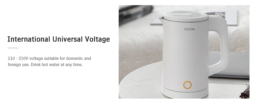S06 - W1 Electric Kettle Double Layer Anti-scalding Wide Voltage 304 Stainless Steel from Xiaomi youpin- Milk White S06 - W1 Electric Kettle Double Layer Anti-scalding Wide Voltage 304 Stainless Steel from Xiaomi youpin- Milk White
