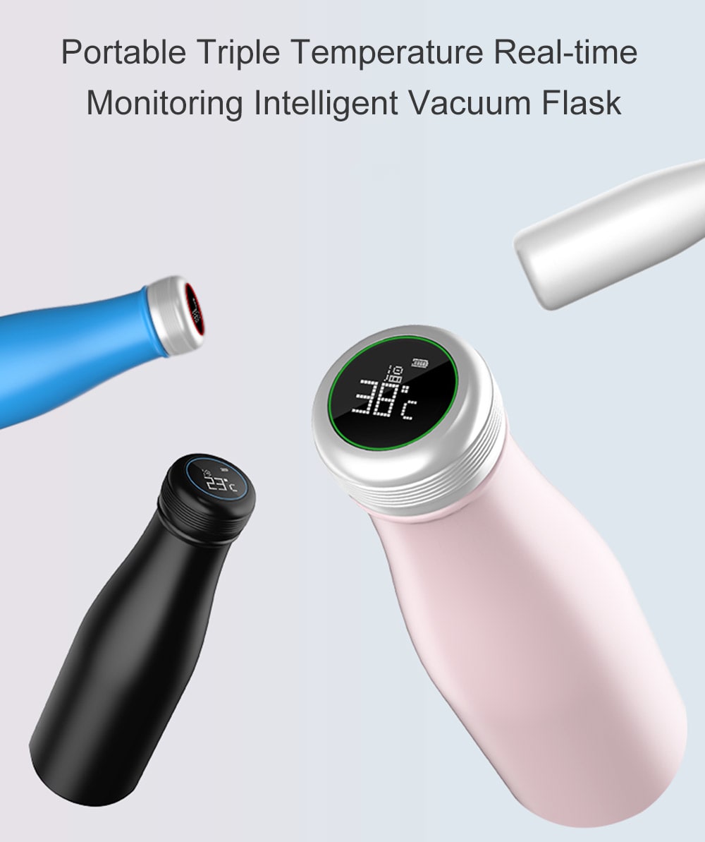 Saylee S1 Portable Triple Temperature Real-time Monitoring Intelligent Vacuum Flask- Black 400ML Saylee S1 Portable Triple Temperature Real-time Monitoring Intelligent Vacuum Flask- Black 400ML