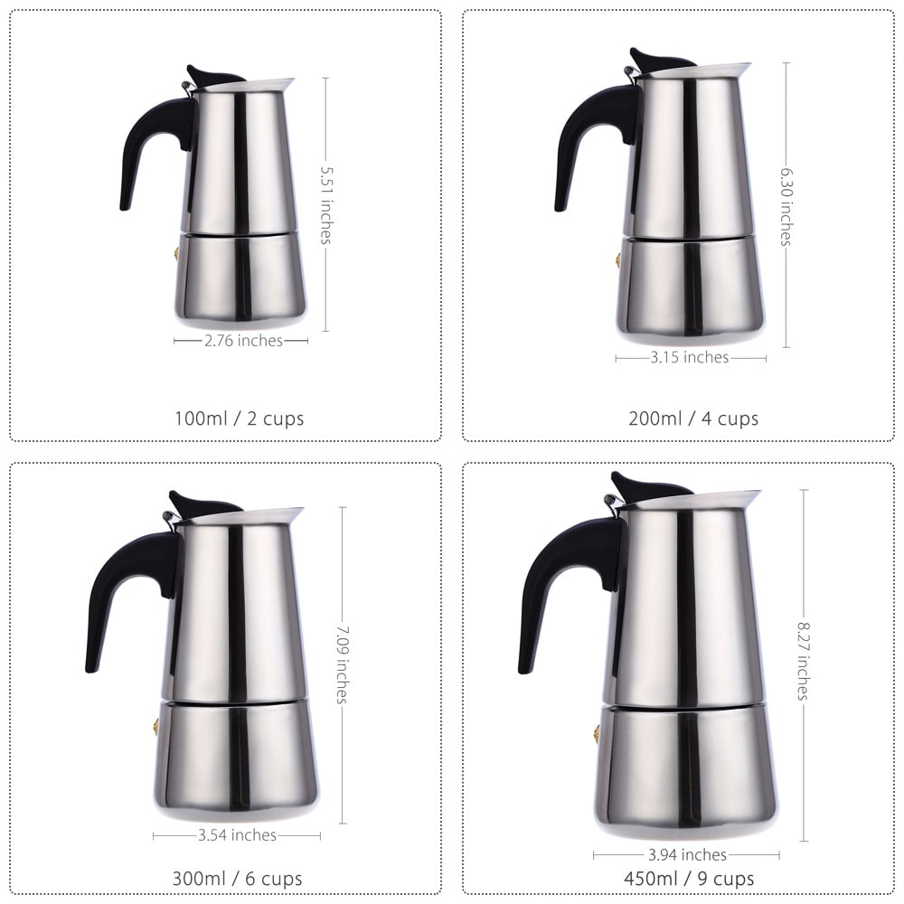100ML 2-Cup Stainless Steel Mocha Espresso Latte Percolator Stove Coffee Maker Pot- Silver 100ML 100ML 2-Cup Stainless Steel Mocha Espresso Latte Percolator Stove Coffee Maker Pot- Silver 100ML
