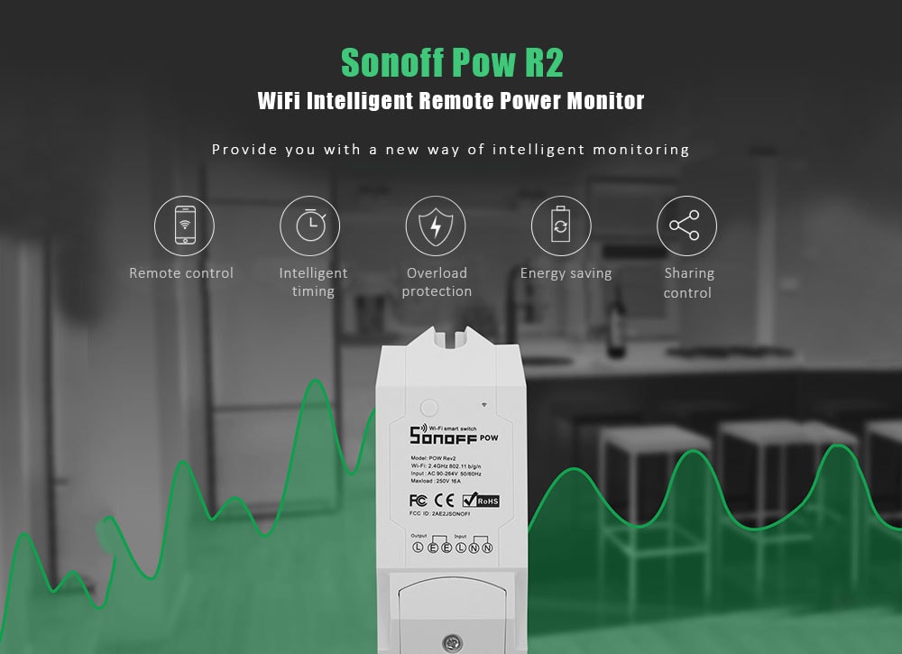 Sonoff Pow R2 WiFi Intelligent Remote Power Monitor Electricity Statistics Current Metering Switch Modification Part- White Sonoff Pow R2 WiFi Intelligent Remote Power Monitor Electricity Statistics Current Metering Switch Modification Part- White