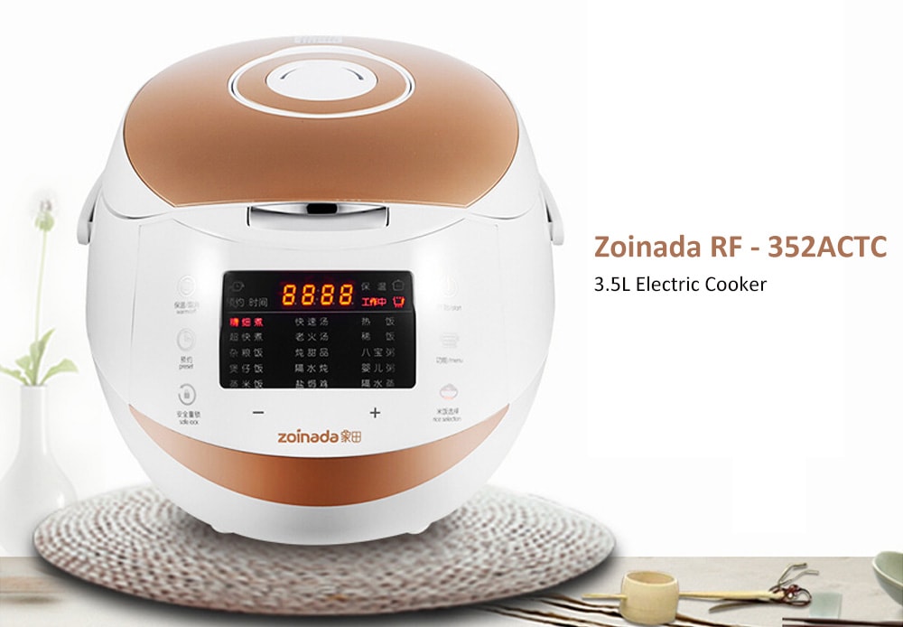 Zoinada RF - 352ACTC 3.5L Touch Type Electric Rice Cooker with Ceramic Uncoated Liner- Tan Zoinada RF - 352ACTC 3.5L Touch Type Electric Rice Cooker with Ceramic Uncoated Liner- Tan