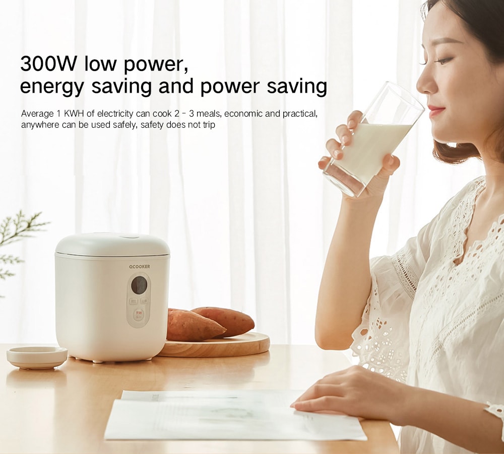 QCOOKER QF1201 Mini 1.2L Rice Cooker from Xiaomi Youpin- White QCOOKER QF1201 Mini 1.2L Rice Cooker from Xiaomi Youpin- White