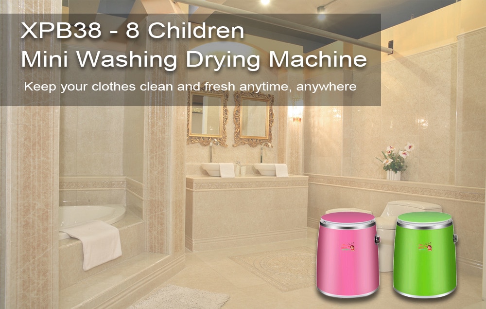 XPB38 - 8 Children Mini Smart Washing Drying Machine for Home Use 220V- Pink Cupcake XPB38 - 8 Children Mini Smart Washing Drying Machine for Home Use 220V- Pink Cupcake