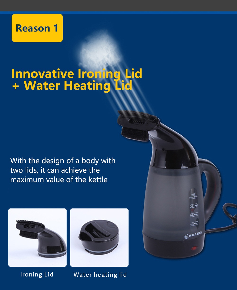 SOARIN Portable Electric Kettle Hand-held Clothes Ironing Machine- Mint green SOARIN Portable Electric Kettle Hand-held Clothes Ironing Machine- Mint green