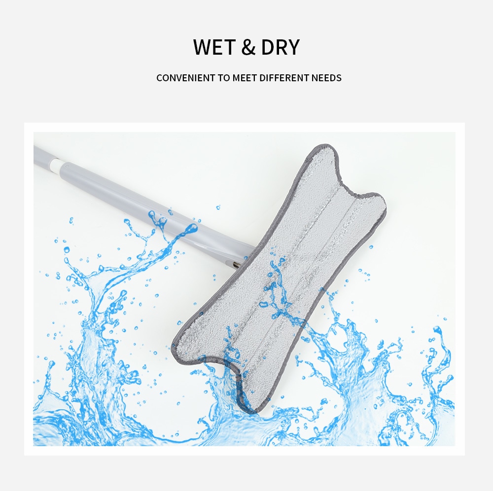 Wet Dry Dual Use Flat Mop Hands-free Floor Cleaning Tool- White Wet Dry Dual Use Flat Mop Hands-free Floor Cleaning Tool- White
