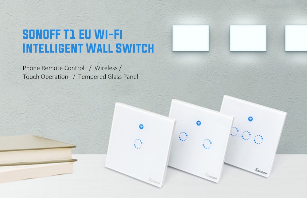 SONOFF T1 Smart UK WiFi RF 433 / APP / Touch Control Wall Light Switch- White SONOFF T1 Smart UK WiFi RF 433 / APP / Touch Control Wall Light Switch- White