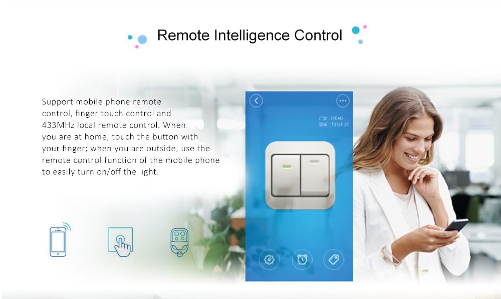 SONOFF T1 Smart UK WiFi RF 433 / APP / Touch Control Wall Light Switch- White SONOFF T1 Smart UK WiFi RF 433 / APP / Touch Control Wall Light Switch- White