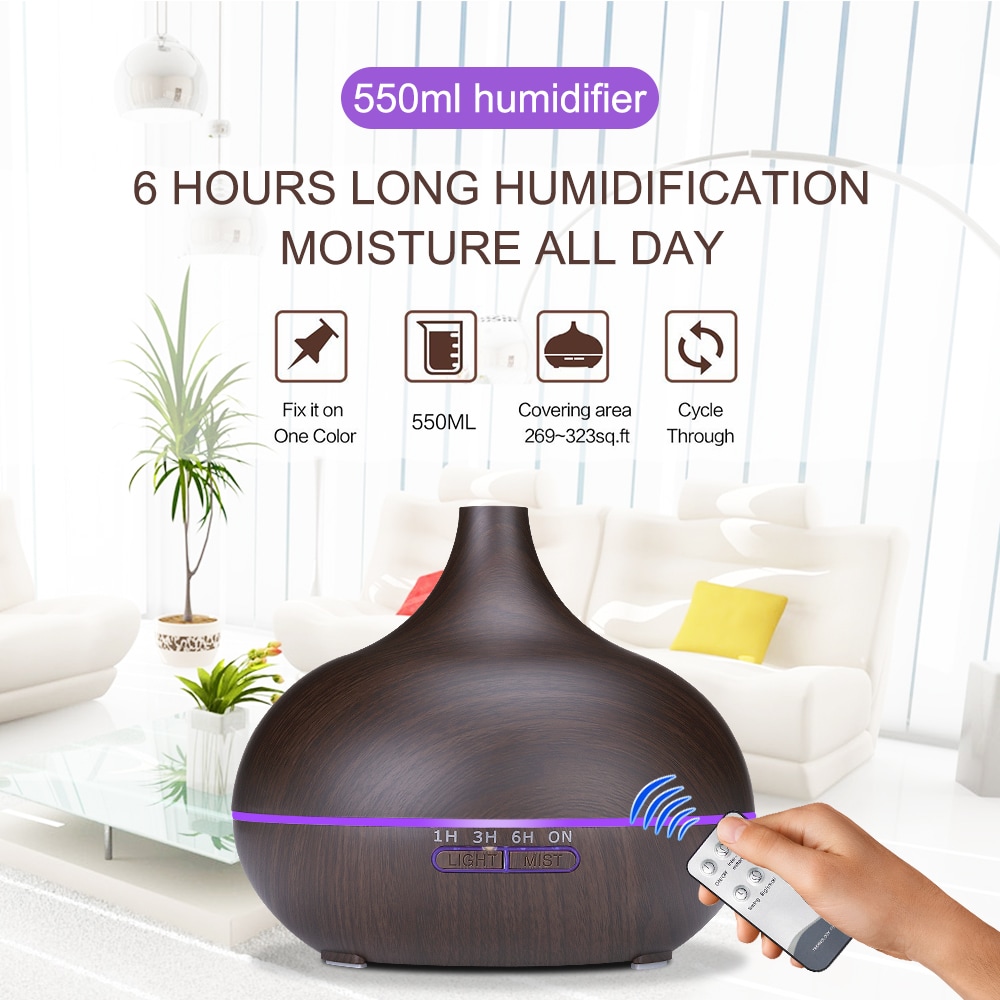 Remote Control Flowerpot Aroma Diffuser 550ML Essential Oil Diffuser Electric Ultrasonic Humidifier- Black Remote Control Flowerpot Aroma Diffuser 550ML Essential Oil Diffuser Electric Ultrasonic Humidifier- Black