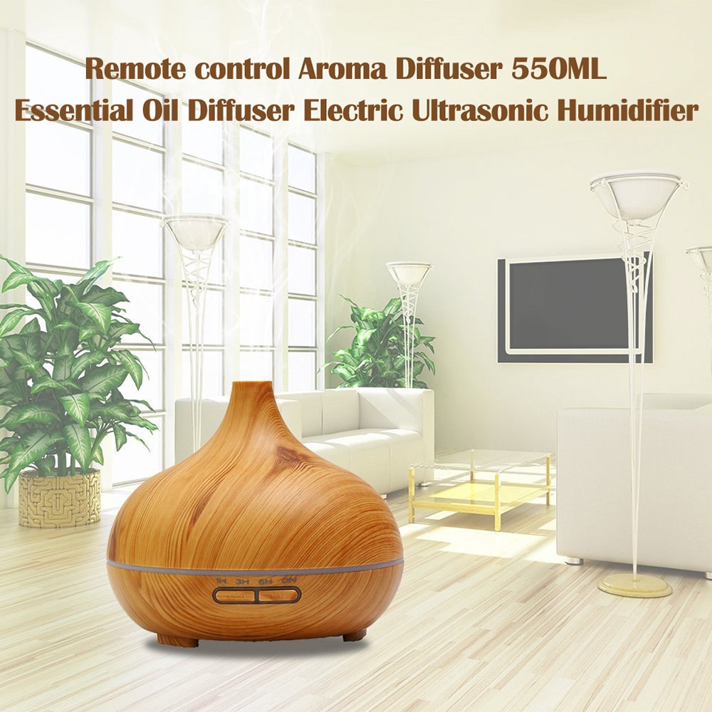 Remote control Aroma Diffuser 550ML Essential Oil Diffuser Electric Ultrasonic Humidifier- Light Brown Remote control Aroma Diffuser 550ML Essential Oil Diffuser Electric Ultrasonic Humidifier- Light Brown