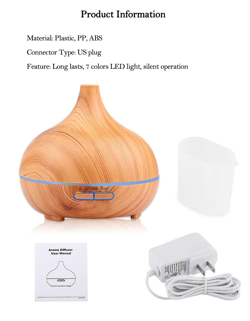 Remote control Aroma Diffuser 550ML Essential Oil Diffuser Electric Ultrasonic Humidifier- Light Brown Remote control Aroma Diffuser 550ML Essential Oil Diffuser Electric Ultrasonic Humidifier- Light Brown