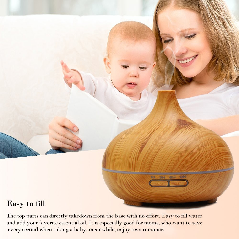 Remote control Aroma Diffuser 550ML Essential Oil Diffuser Electric Ultrasonic Humidifier- Light Brown Remote control Aroma Diffuser 550ML Essential Oil Diffuser Electric Ultrasonic Humidifier- Light Brown