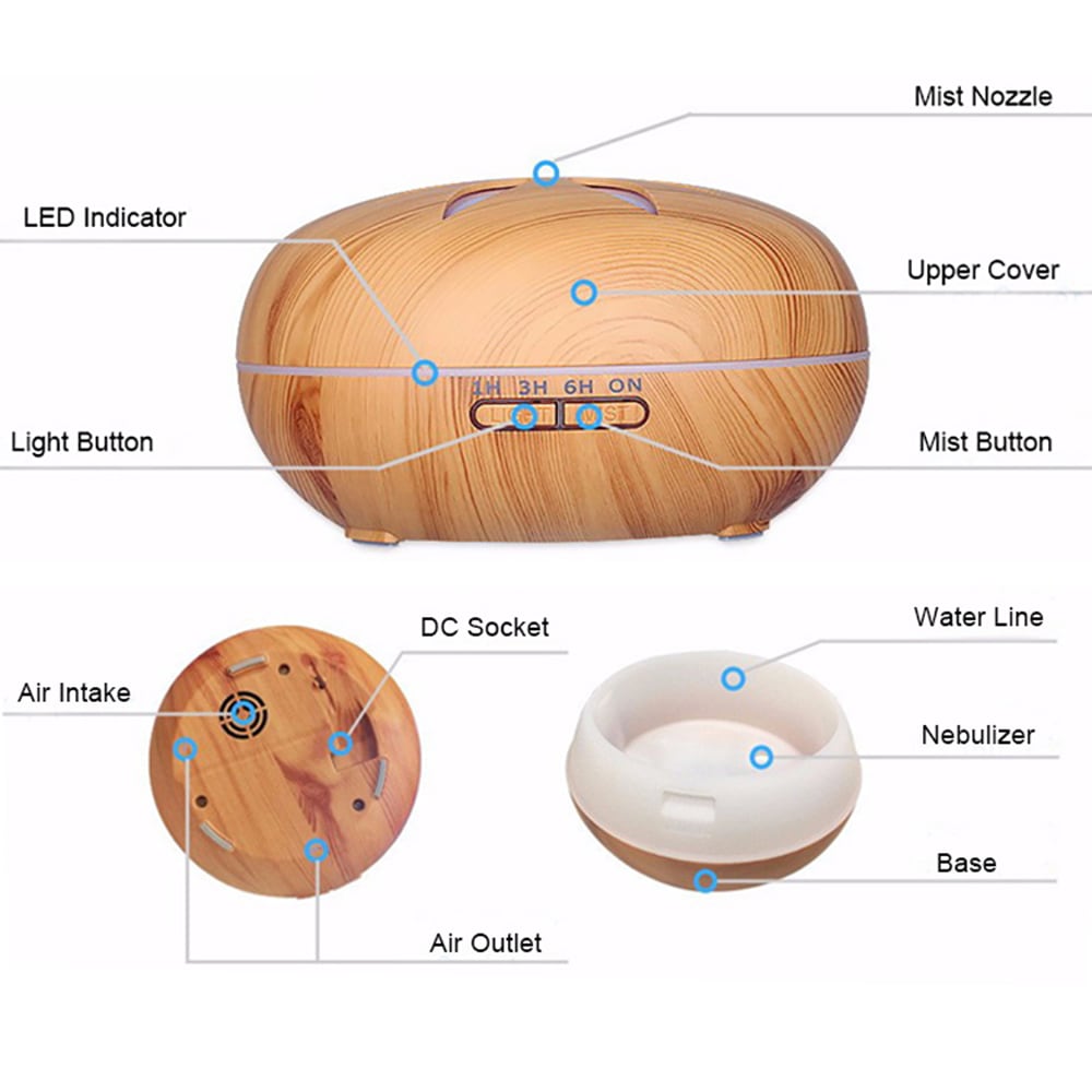 Remote Control 550ML Aroma Diffuser Essential Oil Diffuser Ultrasonic Humidifier- Tan UK Plug Remote Control 550ML Aroma Diffuser Essential Oil Diffuser Ultrasonic Humidifier- Tan UK Plug