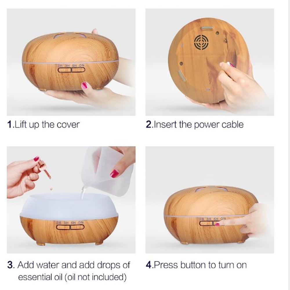 Remote Control 550ML Aroma Diffuser Essential Oil Diffuser Ultrasonic Humidifier- Tan UK Plug Remote Control 550ML Aroma Diffuser Essential Oil Diffuser Ultrasonic Humidifier- Tan UK Plug