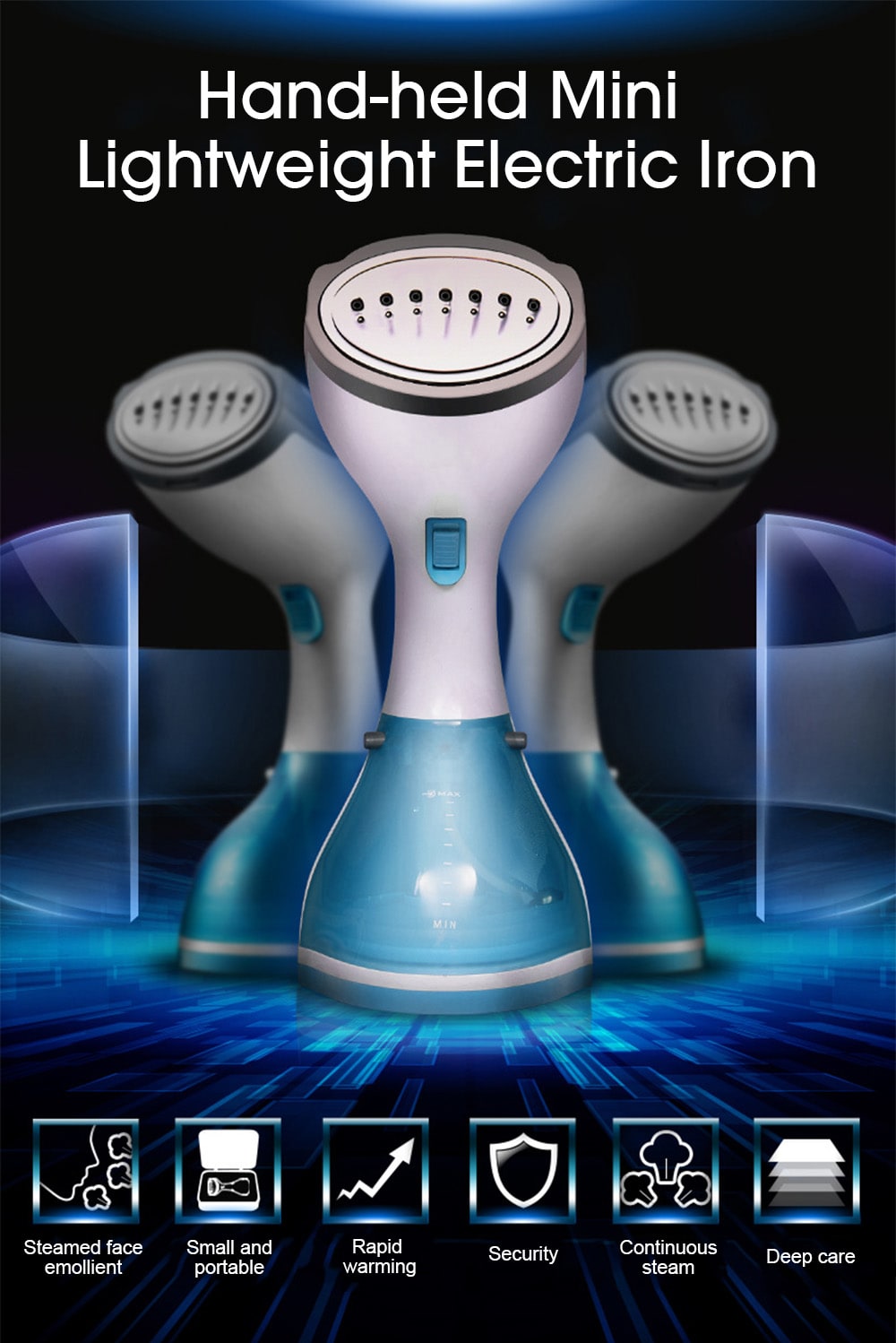 ZG - G3000 Handheld Mini Lightweight Electric Iron Portable Ironing Bucket- Crystal Blue Chinese Plug (3-pin) ZG - G3000 Handheld Mini Lightweight Electric Iron Portable Ironing Bucket- Crystal Blue Chinese Plug (3-pin)