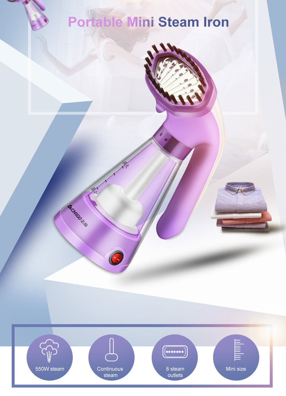 Small Handheld Hanging Ironing Steam Machine Household Use- Sky Blue Small Handheld Hanging Ironing Steam Machine Household Use- Sky Blue