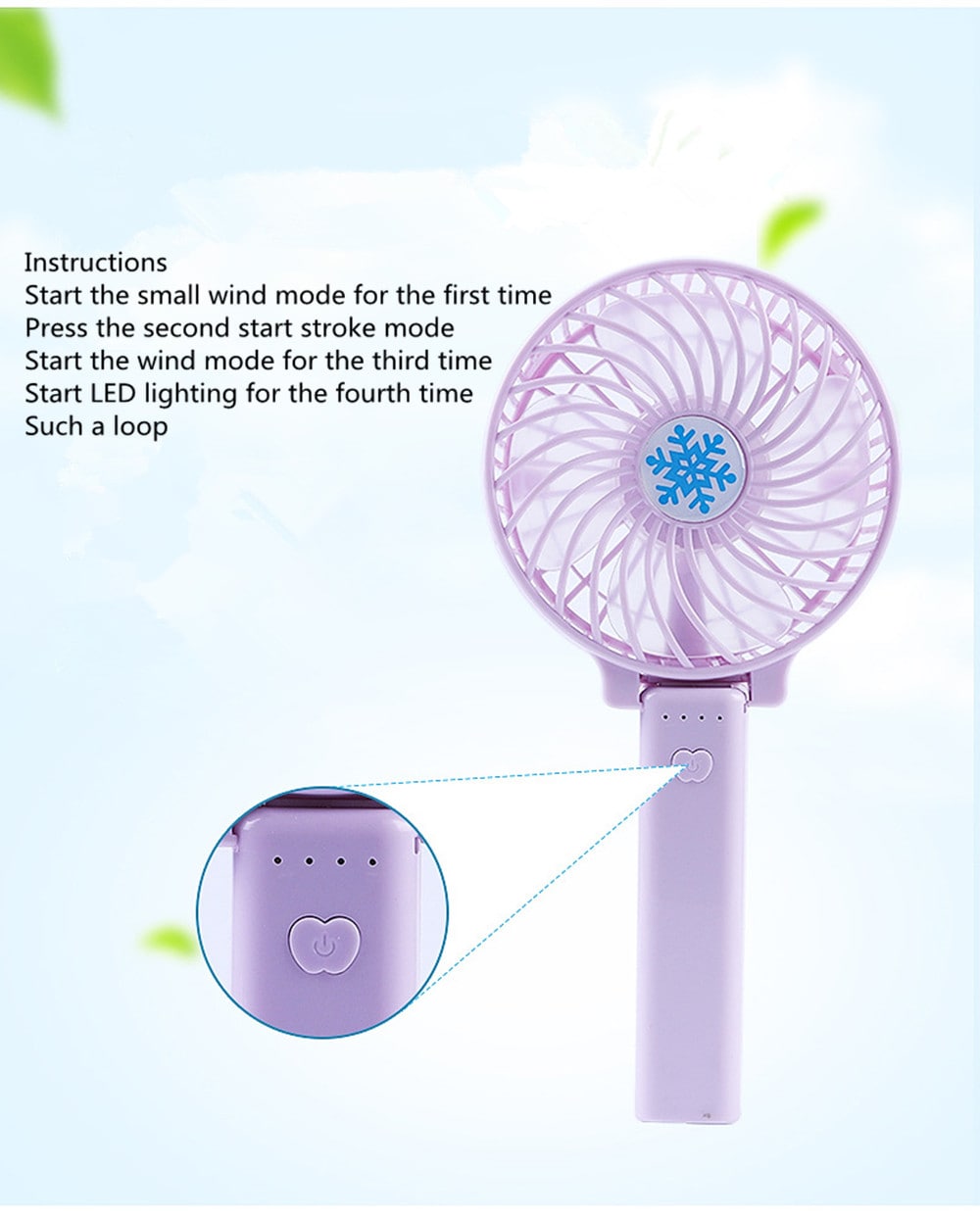 USB Small Fan Snowflake Mini Handheld Small Fan- Light Blue USB Small Fan Snowflake Mini Handheld Small Fan- Light Blue