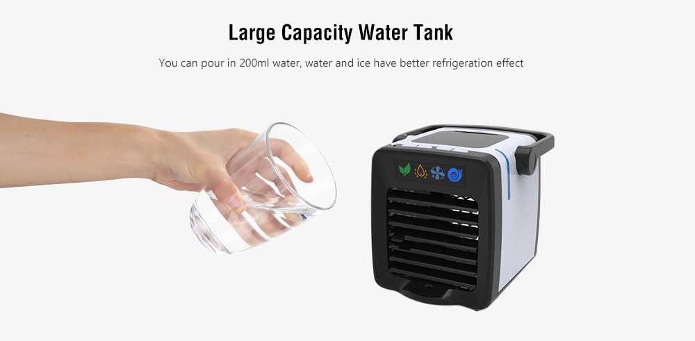 USB Mini Desktop Cold Air Conditioner Fan Humidifier - Black USB Mini Desktop Cold Air Conditioner Fan Humidifier - Black