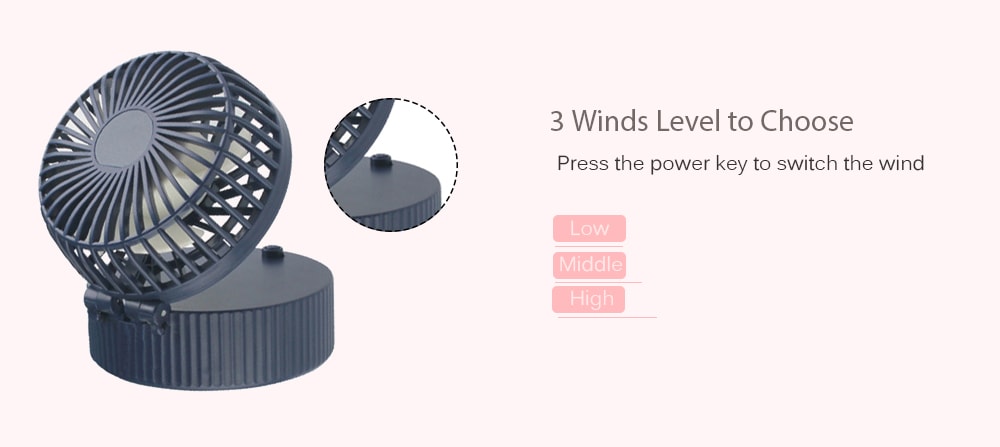 Portable USB Rechargeable 3 Winds Level Hanging Neck Fan with Mirror- Blue Portable USB Rechargeable 3 Winds Level Hanging Neck Fan with Mirror- Blue