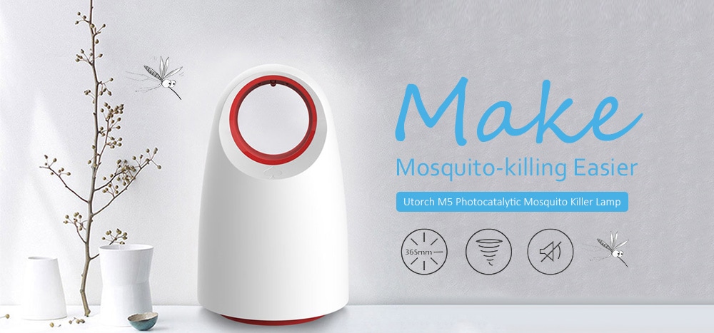 Utorch M5 USB Light Touch LED Leafless Mute Mosquito Killer- White Utorch M5 USB Light Touch LED Leafless Mute Mosquito Killer- White