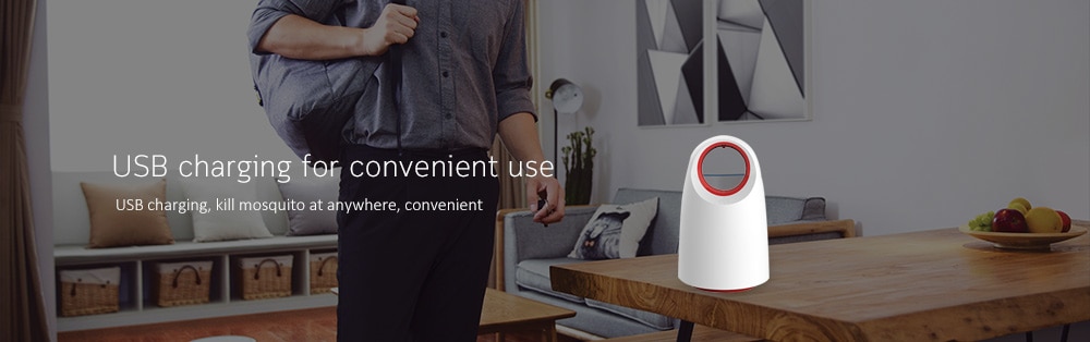 Utorch M5 USB Light Touch LED Leafless Mute Mosquito Killer- White Utorch M5 USB Light Touch LED Leafless Mute Mosquito Killer- White