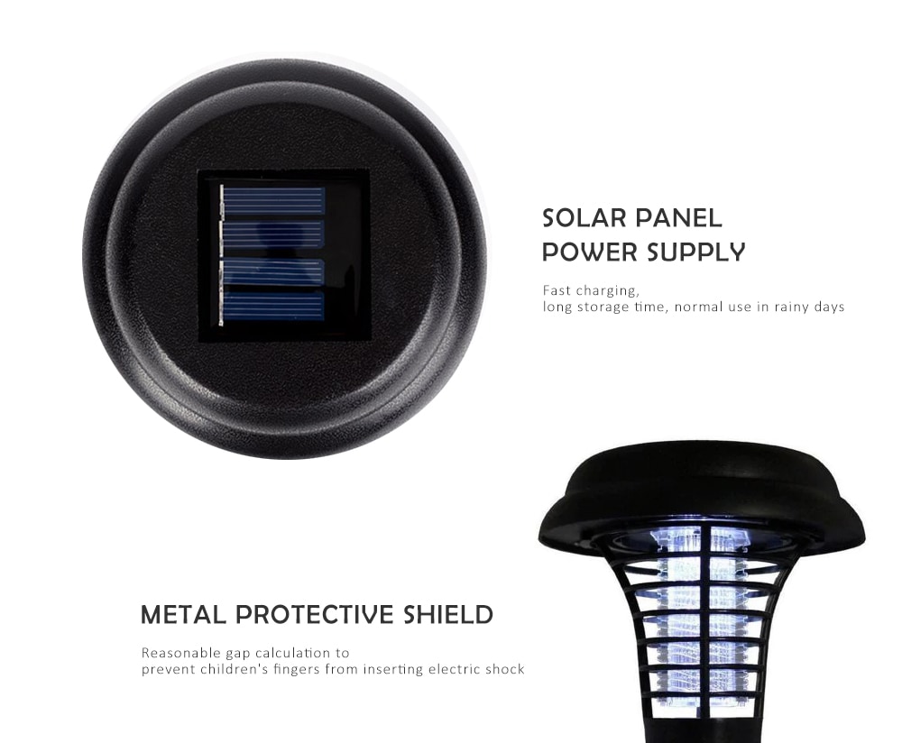 Solar Outdoor Automatic Mosquito Lamp- Black Solar Outdoor Automatic Mosquito Lamp- Black