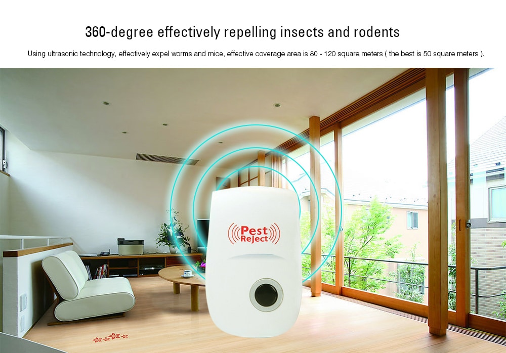 WUIBN Multifunctional Electric Pest Reject Plug Repeller- White US Plug WUIBN Multifunctional Electric Pest Reject Plug Repeller- White US Plug