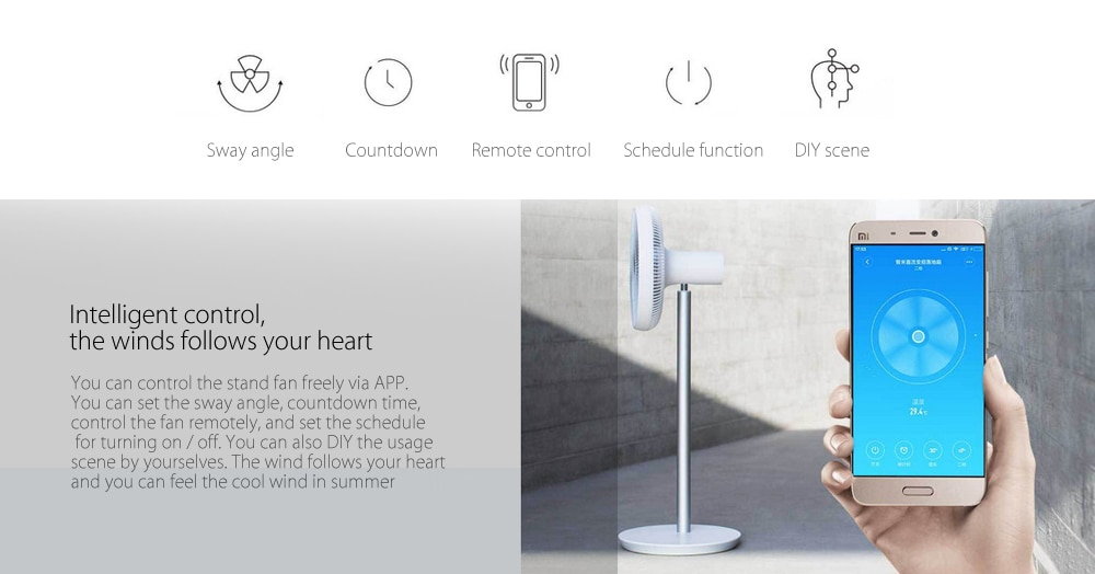 Smart DC Frequency Stand Fan APP Remote Control- White Smart DC Frequency Stand Fan APP Remote Control- White
