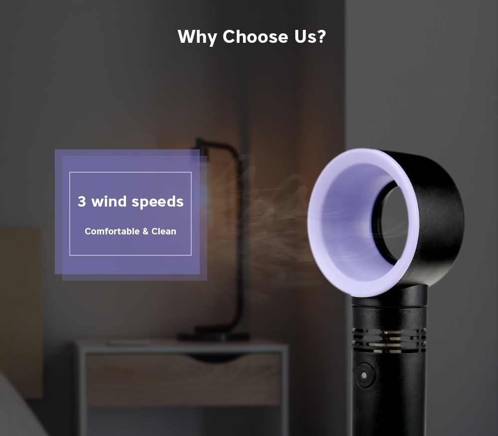 Portable USB Cordless Bladeless Fan- Black Portable USB Cordless Bladeless Fan- Black