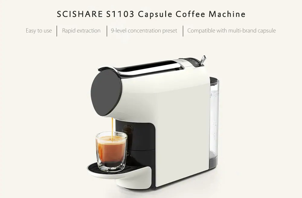 SCISHARE S1103 Capsule Coffee Machine from Xiaomi Youpin- White SCISHARE S1103 Capsule Coffee Machine from Xiaomi Youpin- White