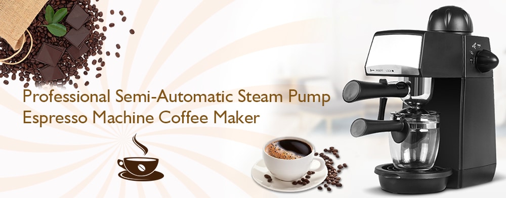 Semi-automatic Steam Pump Press Portable Coffee Machine- Black Semi-automatic Steam Pump Press Portable Coffee Machine- Black