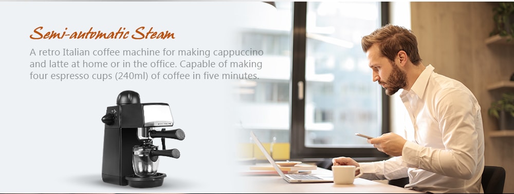 Semi-automatic Steam Pump Press Portable Coffee Machine- Black Semi-automatic Steam Pump Press Portable Coffee Machine- Black