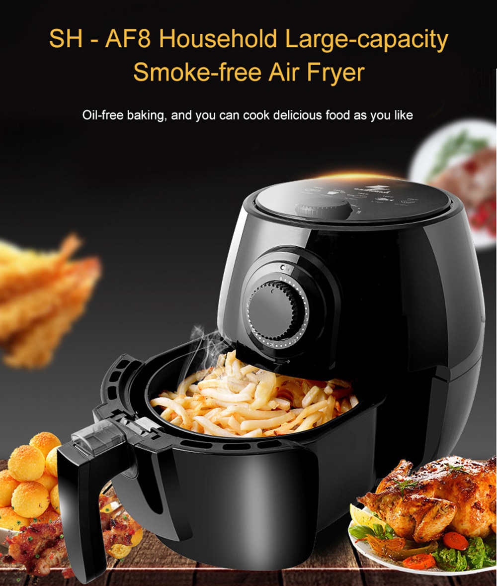 SH - AF8 Household Large-capacity Smoke-free Air Fryer- Black SH - AF8 Household Large-capacity Smoke-free Air Fryer- Black